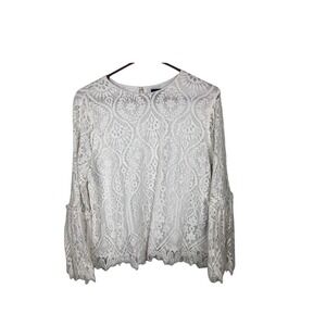 Worthington white lace Blouse with bell sleeves L